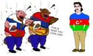 amerimutt armenia azerbaijan azerbaijani brown_skinn clothes flag:armenia flag:azerbaijan flag:iran flag:russia holding_object iran meta:not_a_soyjak poop provoking russia shitskin z_(russian_symbol) // 7877x4779 // 6.6MB