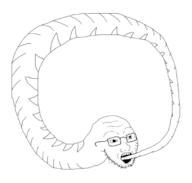 auto_cannibalism glasses open_mouth ouroboros reptile snake soyjak stubble variant:soyak // 680x648 // 33.4KB