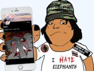 2soyjaks angry brown_skin closed_mouth clothes elephant glasses hat i_hate ivory ivory_coast phone soyjak stubble subvariant:science_lover subvariant:soylita this_is_my_hat tranny una_verse variant:bernd variant:gapejak // 1151x871 // 580.0KB