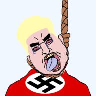 ack angry ayran blue_eyes countrywar death drew_pavlou fat germanic glasses hanging nazi_germany nazism obese rope serious stare suicide variant:pavloujak yellow_hair // 1164x1164 // 214.6KB