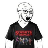 animated arm cartoon clothes gif glasses open_mouth rick_and_morty shaking soyjak stubble tshirt variant:classic_soyjak // 800x800 // 195.3KB