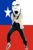 angry animated chile country dance flag full_body gangnam_style glasses irl open_mouth soyjak star stubble variant:cobson // 300x460 // 500.9KB
