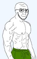 arm buff concerned fit_(4chan) frown glasses hand shorts soyjak stubble variant:classic_soyjak // 440x697 // 51.9KB