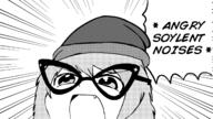 angry anime beanie clothes comic glasses hair hat manga open_mouth redraw soyjak text variant:soytan // 1584x894 // 662.8KB