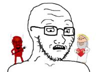 3soyjaks angel arm beard clothes confused devil glasses god hair halo hand heart holding_object horn mustache open_mouth religion scared soyjak stubble subvariant:wholesome_soyjak variant:classic_soyjak variant:feraljak variant:gapejak white_hair // 2000x1492 // 100.6KB