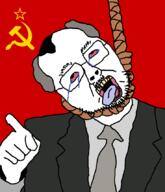 arm balding bloodshot_eyes clothes communism crying glasses gray_hair grey_hair hair hammer hammer_and_sickle hand hanging mikhail_gorbachev necktie noose open_mouth redraw rope sickle soyjak star stubble suicide suit variant:bernd // 736x855 // 20.8KB