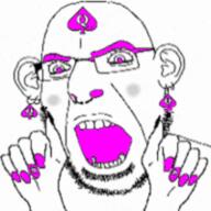animated bbc blush ear glasses hand open_mouth painted_nails queen_of_spades soyjak stubble tattoo variant:cobson // 200x200 // 206.2KB