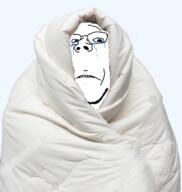 blanket comfy crying frown glasses soyjak stubble transparent variant:wholesome_soyjak // 1377x1453 // 886.0KB