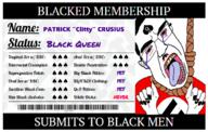 bbc blacked bloodshot_eyes bnwo flag:nazi_germany forehead_mark glasses hair hanging membership_card open_mouth painted_nails queen_of_spades subvariant:chudjak_front swastika text variant:chudjak yellow_teeth // 669x426 // 227.7KB