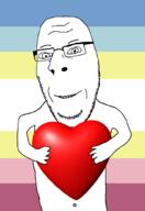 arm flag glasses hand heart holding_object map_(pedophile) pedophile redraw smile soyjak stubble subvariant:nucob variant:cobson // 680x991 // 111.1KB