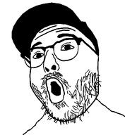 cap clothes excited glasses hat lips open_mouth soyjak stubble tim_dodd traced variant:unknown // 587x637 // 14.4KB