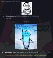 2soyjaks 4chan anime blue blue_skin calm closed_eyes d_(4chan) get glasses greentext hair open_mouth screenshot soyjak stretched_chin stubble text variant:markiplier_soyjak variant:markiplier_soyjak2 // 523x578 // 308.5KB