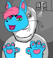 drawing drawn_background furry fursuit hand mask ominous paw redraw smile soyjak stubble subvariant:wholesome_soyjak variant:gapejak // 486x525 // 36.8KB