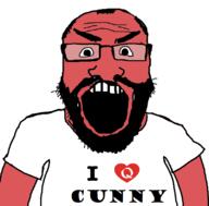 angry balding beard bwc clothes cunny glasses hair i_love open_mouth queen_of_hearts red_skin soyjak subvariant:science_lover text tshirt variant:markiplier_soyjak // 800x789 // 87.2KB