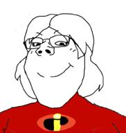 closed_mouth clothes femjak glasses hair incredible_fatty long_hair smile soyjak subvariant:gapejak_female superhero the_incredibles variant:gapejak // 940x992 // 48.7KB
