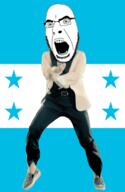 angry animated country dance flag full_body gangnam_style glasses honduras irl open_mouth soyjak star stubble variant:cobson // 300x460 // 502.6KB