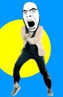 angry animated country dance flag full_body gangnam_style glasses irl open_mouth palau soyjak stubble variant:cobson // 300x460 // 498.6KB