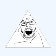 3d angry animated avant-garde glasses looking_at_you mustache open_mouth pyramid shape soyjak stubble teeth variant:feraljak // 300x300 // 1.6MB