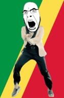 angry animated country dance flag full_body gangnam_style glasses irl open_mouth republic_of_congo soyjak stubble variant:cobson // 300x460 // 501.5KB