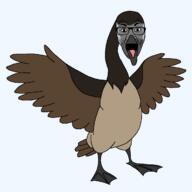 angry animal beak bird feather full_body glasses goose open_mouth soyjak stubble tongue variant:el_perro_rabioso wing // 1200x1200 // 19.8KB