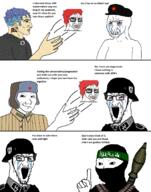 authcenter authleft authright beret big_red blue_hair brown_eyes bullet clothes communism crying crying_wojak dyed_hair earring glasses hammer_and_sickle hat helmet isis islam islamic_state leftist libleft nazism nordic_chad nose_piercing political_compass red_hair rocket_laucher sjw sweater tankies throw ushanka variant:cryboy_soyjak wojak // 1181x1502 // 222.0KB