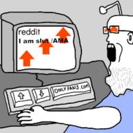 animated antenna arm computer ear glasses hand open_mouth orange_eyes reddit screen soyjak stubble upvote variant:unknown // 255x255 // 54.6KB