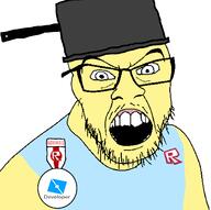 aehser angry clothes developer glasses hat open_mouth roblox soyjak stubble variant:feraljak video_game yellow_skin // 1344x1340 // 90.1KB