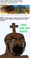 black_skin christianity crying distorted glasses greentext open_mouth religion soyjak stubble text variant:classic_soyjak yellow_eyes // 601x1152 // 470.6KB