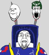 3soyjaks blood clothes decapitation glasses hat imperial_guard open_mouth sci-fi smile soyjak space_marine stubble tagme_character_name variant:gapejak_front variant:impish variant:markiplier_soyjak warhammer // 1692x1876 // 350.5KB