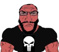 angry black_shirt buff muscles muscular_male punisher punisher_face red_skin skull // 1059x929 // 271.1KB