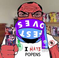 4chan arm badge balding beard clothes fist frown furry glasses hair hand i_hate mustache my_little_pony plush pony popen punisher_face red_skin scarf soyjak subvariant:science_lover text tshirt variant:markiplier_soyjak // 673x663 // 392.6KB
