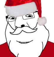 beard christmas clothes glasses hat mustache santa santa_hat smile soyjak variant:cobson white_hair // 676x707 // 146.7KB