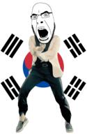 angry animated country dance flag gangnam_style glasses korea open_mouth soyjak stubble variant:cobson // 300x460 // 503.0KB