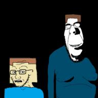2soyjaks biting_lip brown_hair closed_mouth clothes evil glasses hair herobrine minecraft ominous open_mouth scared soyjak square_head steve_(minecraft) stubble variant:cobson variant:soyak video_game white_skin // 1600x1600 // 179.3KB