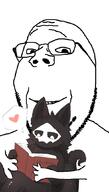 book canine comfy furry glasses hair heart latex looking_at_you looking_down love mask puro reading small_body stubble text variant:gapejak white_skin // 600x1053 // 157.2KB