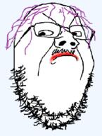 angry closed_mouth frown glasses hair mustache purple_hair soyjak stubble tranny transparent variant:gapejak // 356x473 // 97.4KB
