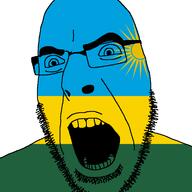 angry country flag glasses open_mouth rwanda soyjak stubble variant:cobson // 721x720 // 31.0KB