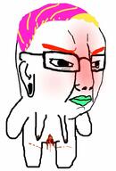 angry closed_mouth colorful_hair distorted earring full_body glasses meta:tagme neovagina pink_hair tranny variant:chudjak yellow_hair // 680x1006 // 58.7KB