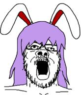 anime ear glasses hair mustache open_mouth purple_hair rabbit reisen_inaba soyjak stubble touhou variant:a24_slowburn_soyjak video_game // 718x836 // 59.3KB