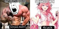 4chan angry anime astolfo buff fate_grand_order femboy glasses open_mouth soyjak soyjak_party stubble variant:cobson // 640x313 // 146.3KB