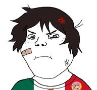 anger_mark angry anime bocchi_the_rock brown_hair flag gotou_hitori green_eyes mexico pout soyjak subvariant:shoyta variant:gapejak // 623x581 // 92.0KB