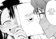 angry anime book clothes glasses ijiranaide_nagatoro_san manga mustache nagatoro_hayase open_mouth soyjak speech_bubble stubble text variant:feraljak // 675x470 // 151.6KB