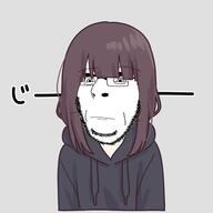 anime arm boymoder brown_hair closed_mouth clothes glasses hair hoodie menhera_chan neutral soyjak stubble variant:cobson // 480x480 // 63.7KB