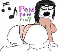 arm beanie clothes female hair hand hat musical_note open_mouth pon_pon_pon soyjak text underpants variant:soytan // 739x657 // 114.6KB