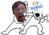 angry autism brown_hair feralteen fight full_body glasses irl joel_(user) meta:tagme mustache open_mouth purple_hair stubble tranny variant:bernd variant:cobson white_skin // 556x399 // 136.6KB