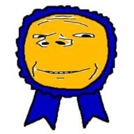 award badge blue gold grin medal meta rosette subvariant:wholesome_soyjak variant:gapejak yellow // 768x768 // 329.7KB