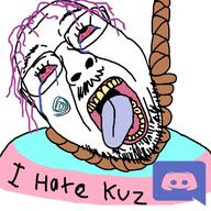 bloodshot_eyes crying discord flag glasses hair hanging logo map_(pedophile) mustache open_mouth pedophile purple_hair rope soyjak stubble suicide tattoo text tongue tranny variant:bernd // 400x400 // 87.0KB