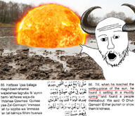 arm dhul-qarnayn hand horn irl_background islam mud open_mouth pointing quran soyjak stubble sun text variant:two_pointing_soyjaks // 763x654 // 509.4KB