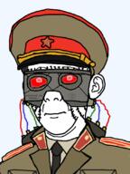 closed_mouth clothes communism cyborg cyrillic_text ear hammer_and_sickle hat kgb kuz necktie neutral red_eyes robot soyjak star uniform variant:kuzjak wires // 810x1080 // 195.9KB