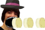 animated barneyfag cheese clothes don_turtelli hat irl lee_goldson open_mouth soyjak variant:gapejak // 771x516 // 123.7KB